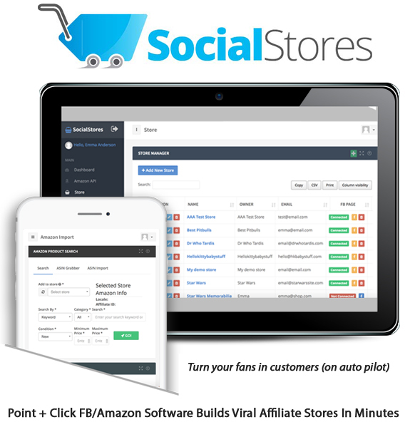 Social Stores Software 100% Instant Access For 30 Stores